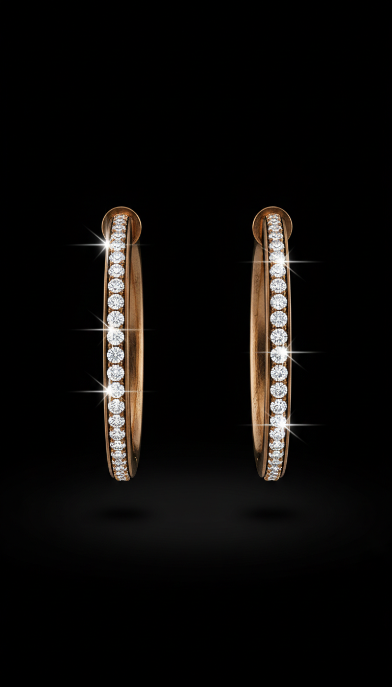 Bronze Velvet Hoop Diamond Earrings