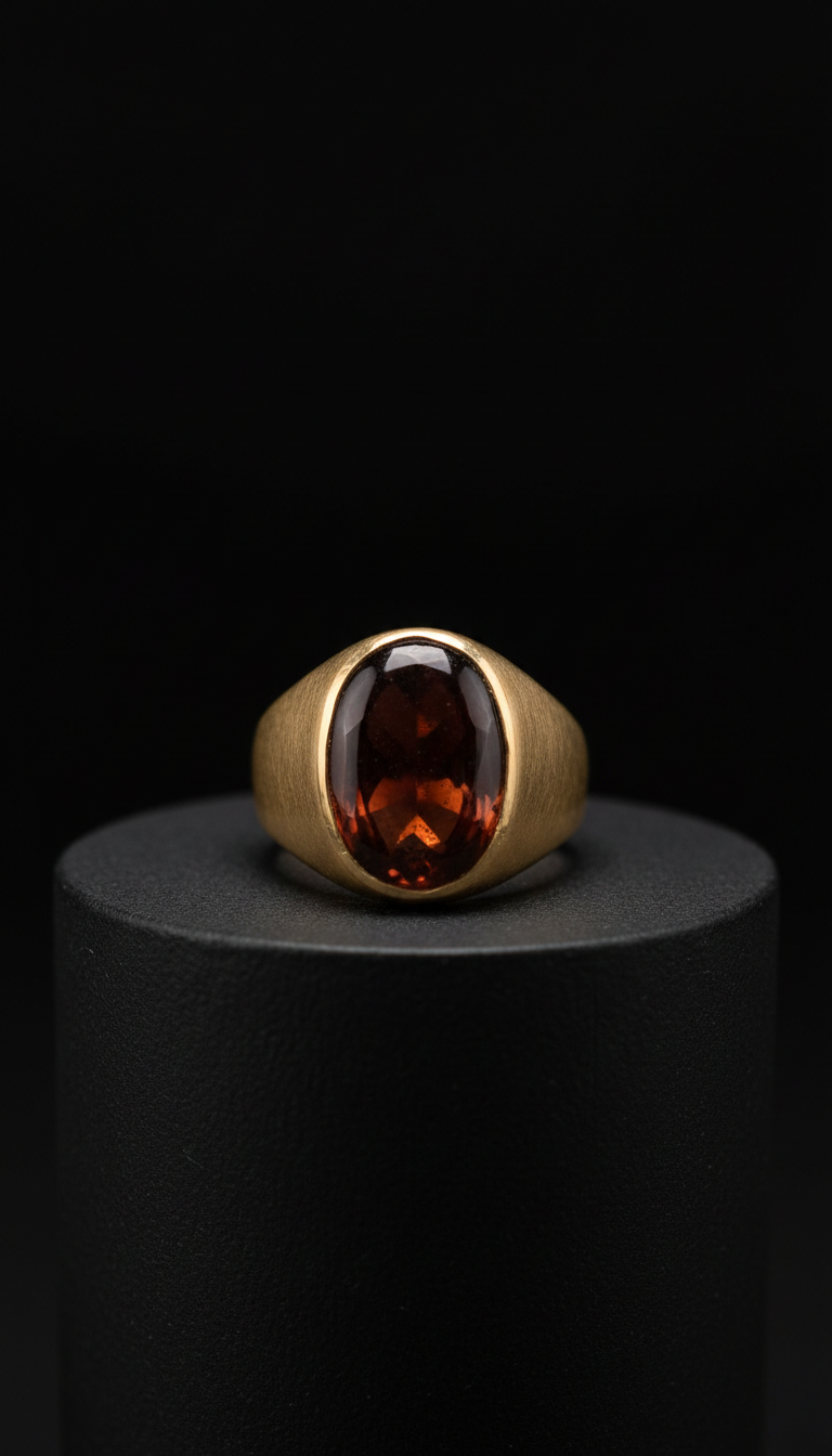 Burnt Garnet Signet Ring