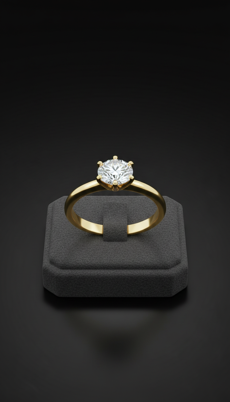 Solitaire Diamond Ring in 18k Gold