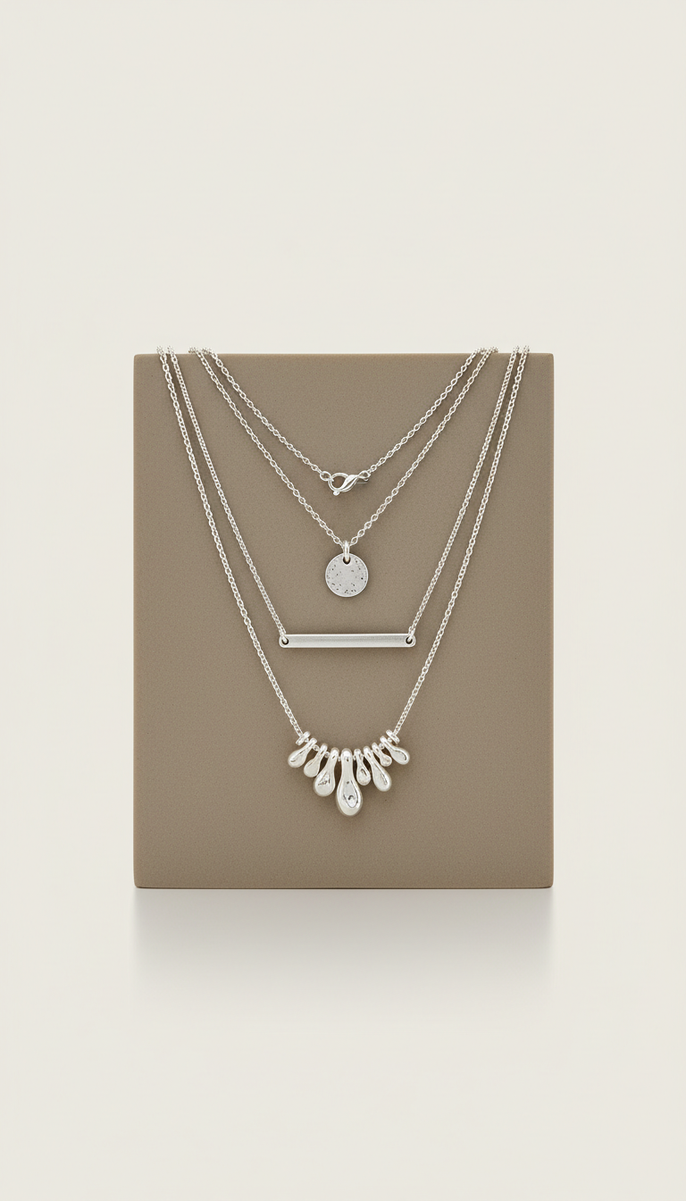Layered Sterling Silver Necklaces Set