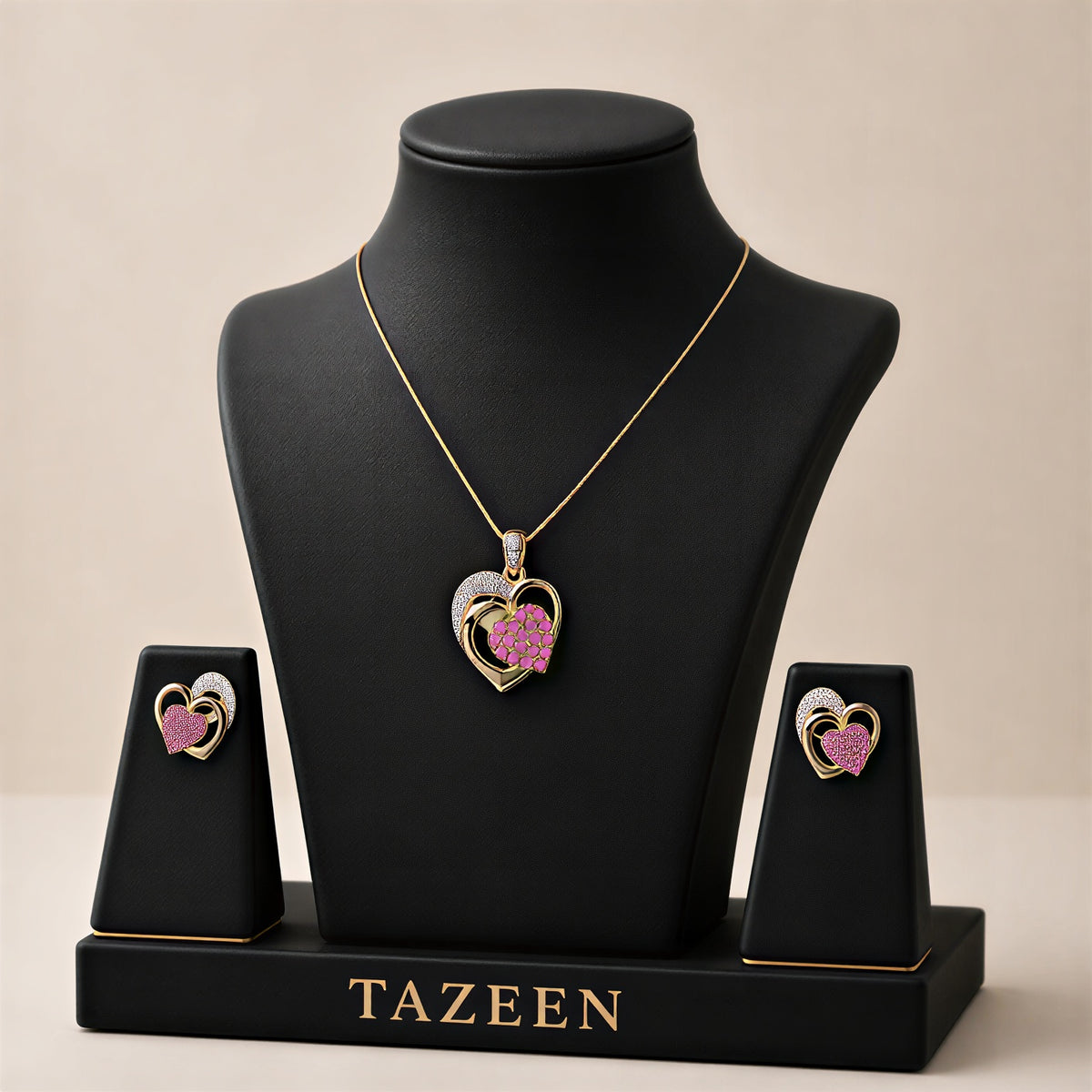 Elegant Heart Pendant & Earring Set