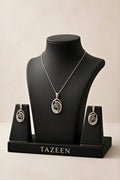 Emerald Feather Oval Pendant Set