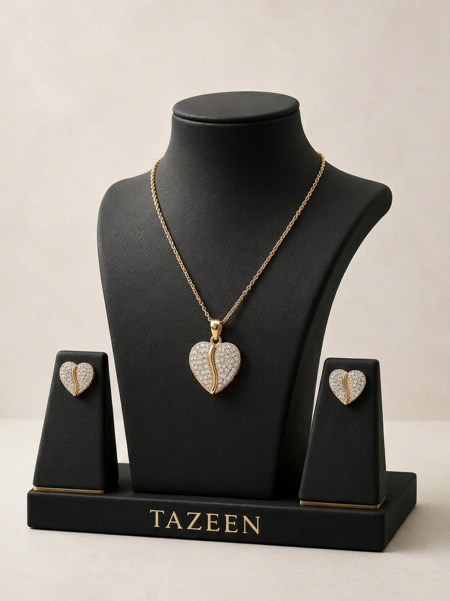 Split Heart Pavé Pendant Set
