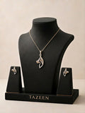 Intertwined Ribbon & Floral Pendant Set