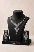 Blue sapphire-style necklace + earrings