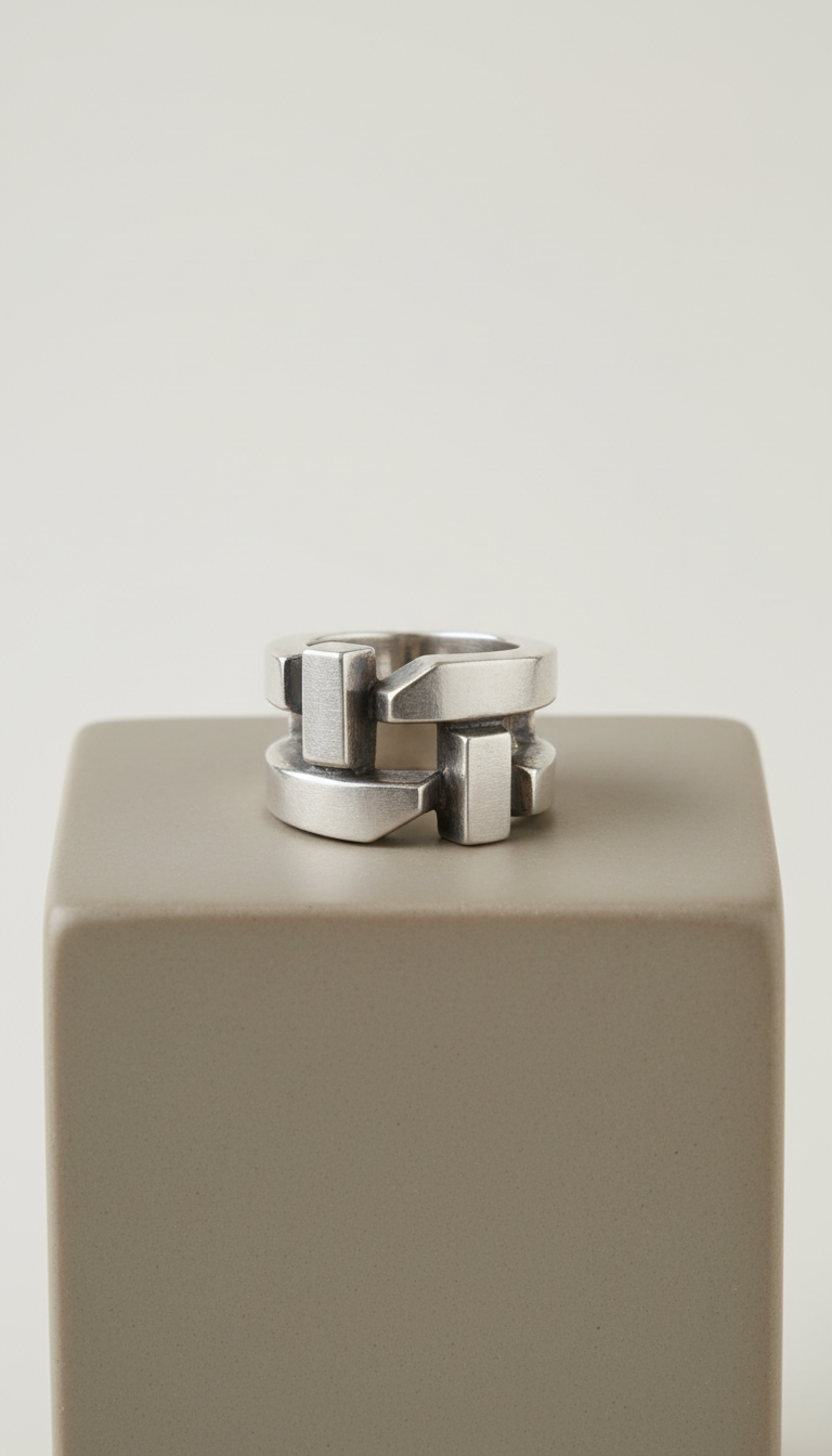 Chunky Geometric Sterling Silver Ring